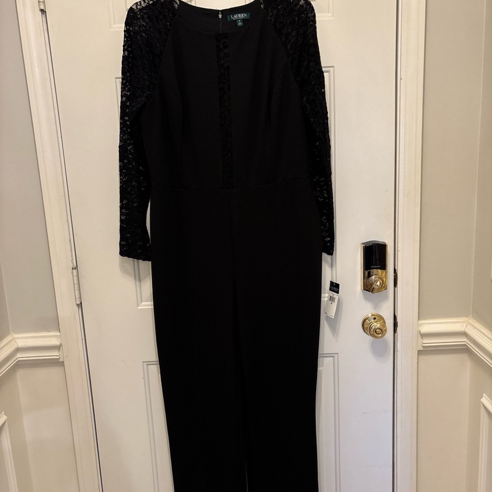 Ralph Lauren Black Wide-Leg High-Waist Jumpsuit size 18